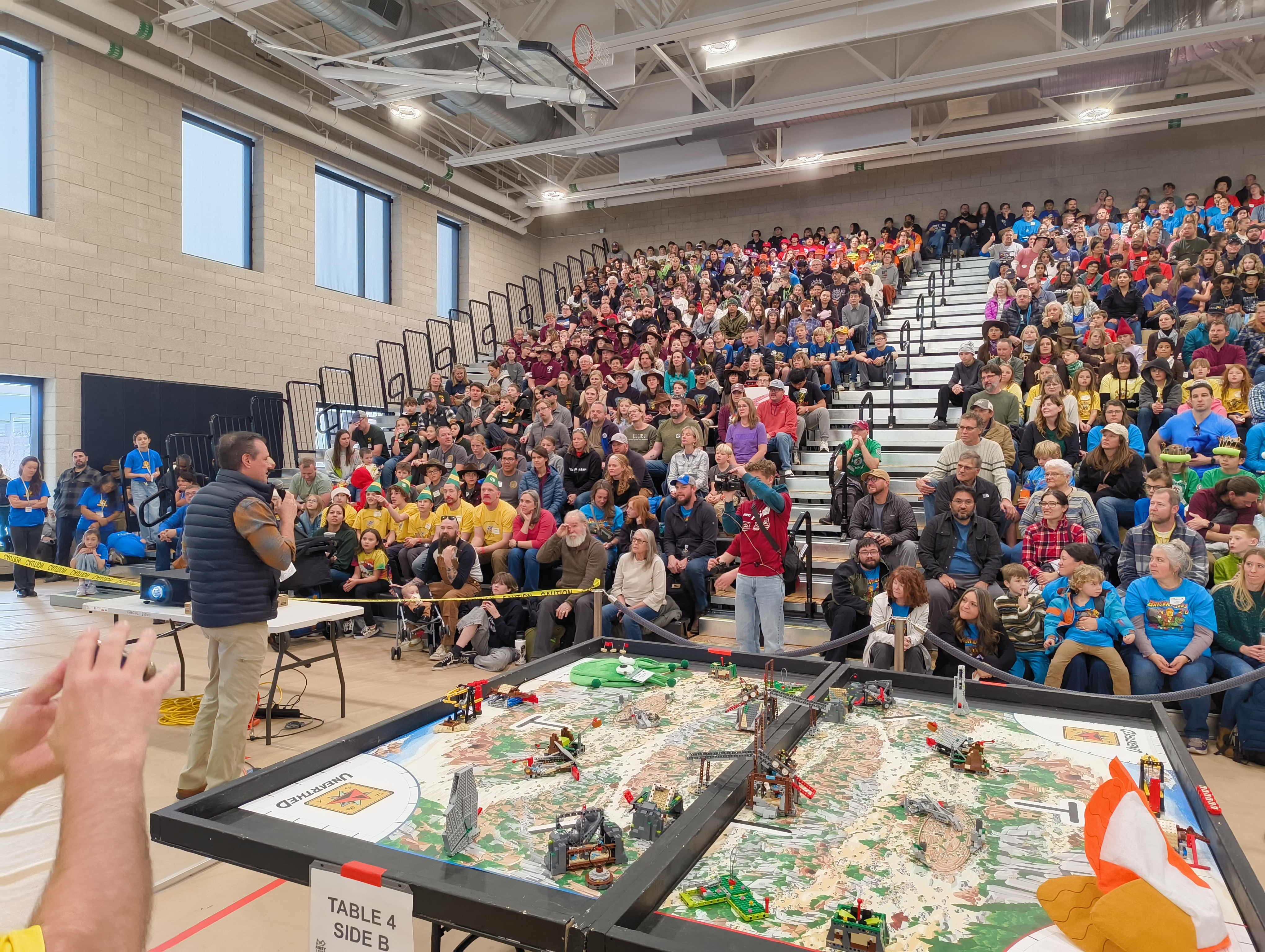 Young students in the CU denver wellness center gym for the FIRST lego competition