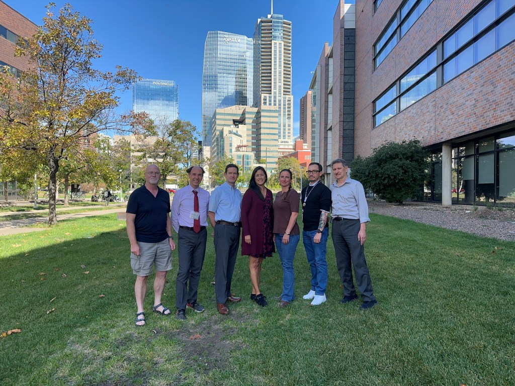 LA-ITC kickoff Michael “Bodhi” Rogers, Physics Department chair and professor; Julien Langou, Mathematical and Statistical Science Department chair and professor; David Mays, Civil Engineering and Construction associate professor; Christine Velez, associate director of the Evaluation Center; Katherine Goodman, bioengineering associate professor and director of the Center for Excellence in Teaching & Learning; Karl Diaz-Sanders, student success coach; Masoud Asadi-Zeydabadi, physics professor.