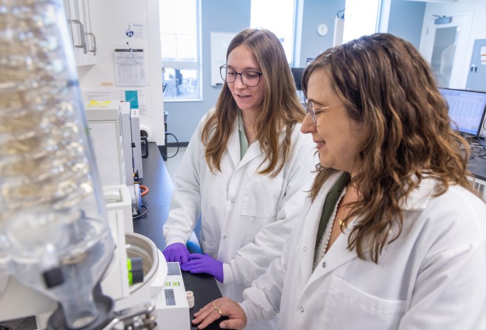 Chelsea Magin and student in the Magin Lab