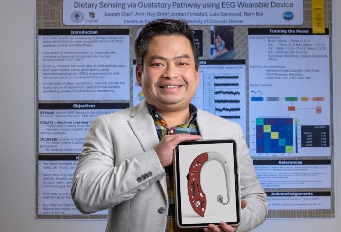 Nam Bui with eBP ear-worn device for noninvasive blood pressure monitoring