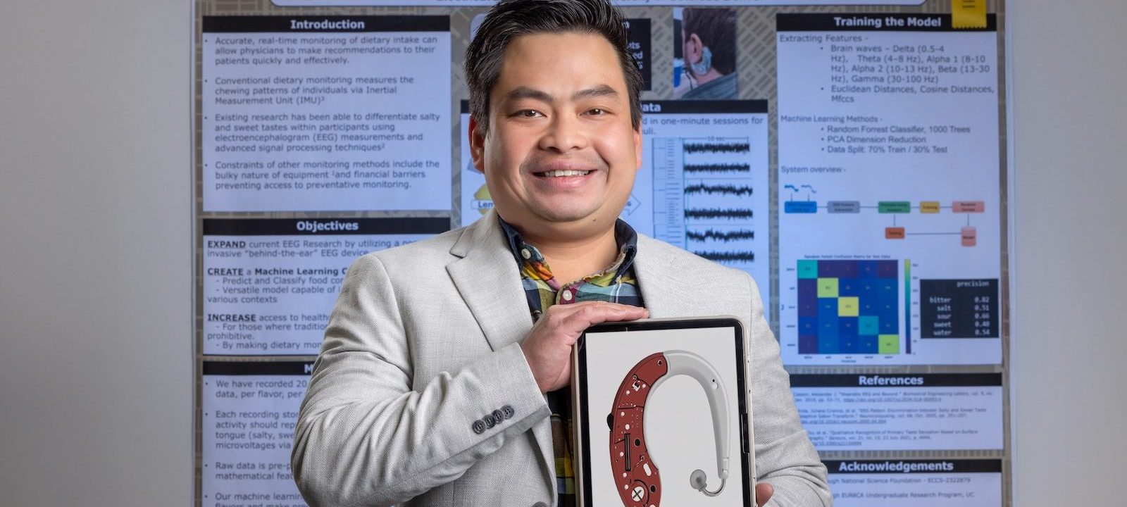 Nam Bui with eBP ear-worn device for noninvasive blood pressure monitoring