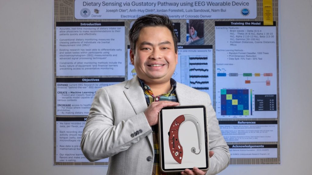 Nam Bui with eBP ear-worn device for noninvasive blood pressure monitoring