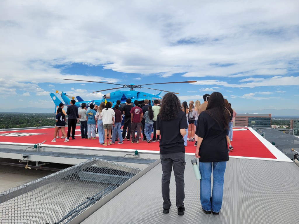 BOLT Students get to experience a Flight for Life helicopter.
