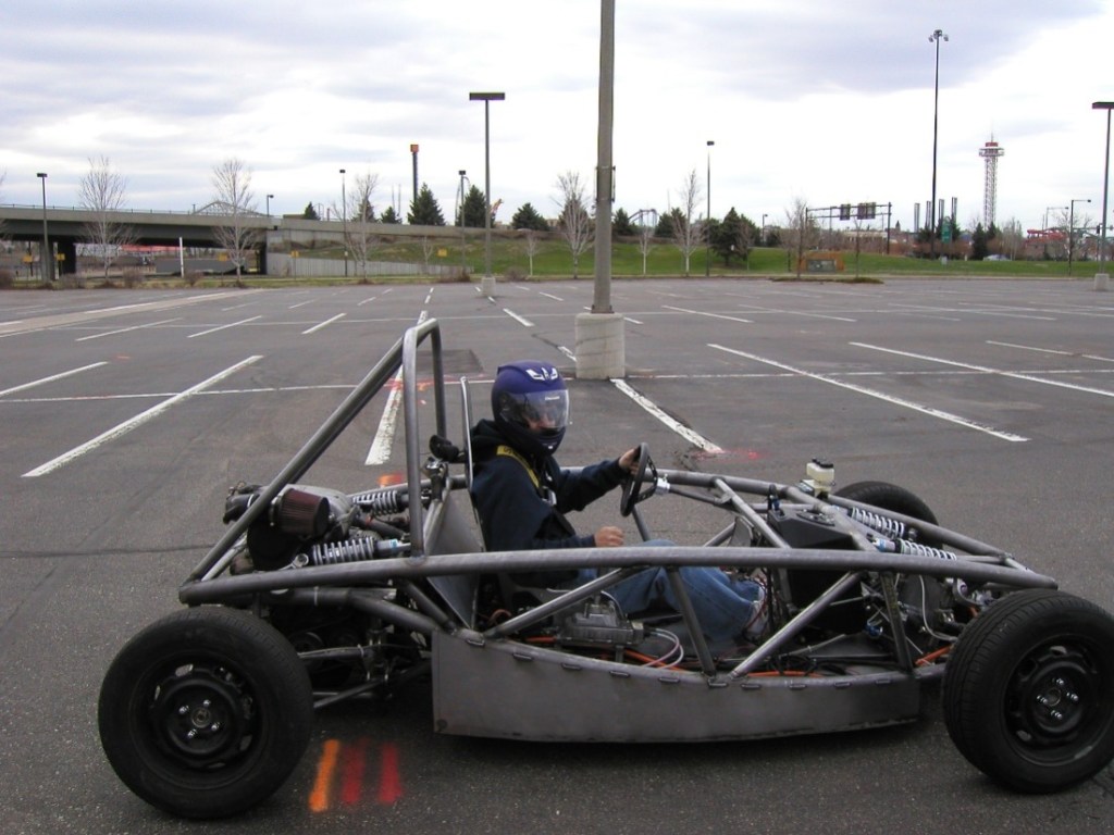 Mechanical Engineer Jay Nanninga prepares to test drive the Scorpion, a senior design project designed and fabricated at the University of Colorado Denver.